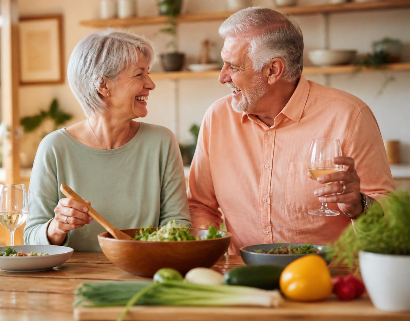 Active older couple enjoying a meal together
